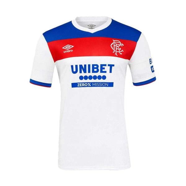 Umbro Mens 25/26 Rangers FC Short-Sleeved Away Shirt - Brilliant White/Lapis Blue/Flame Scarlet - 