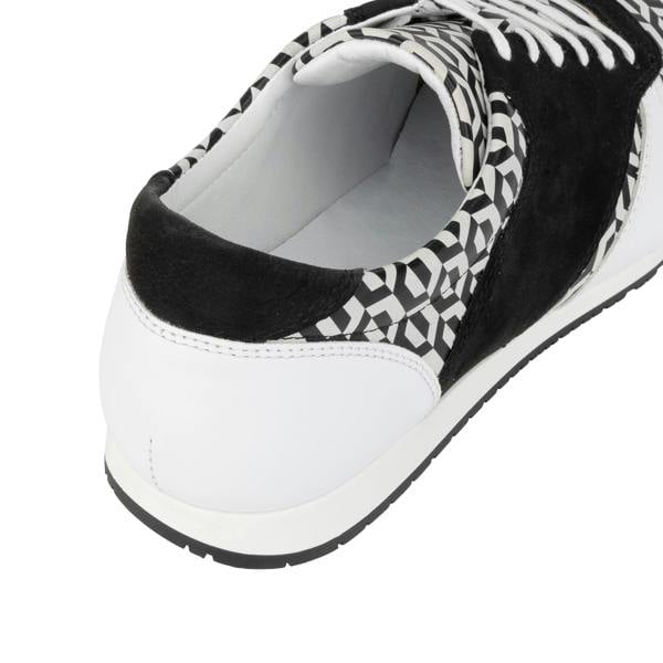 Embassy London San Francisco - White & Black Hexa - Men's lace-up leather & suede trainer