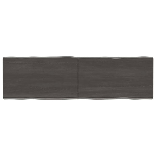 Berkfield Table Top Dark Grey 140x40x6 cm Treated Solid Wood Oak Live Edge