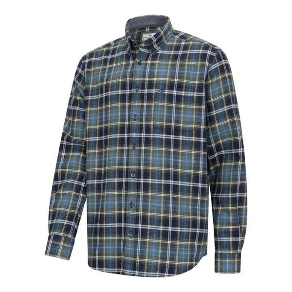 Hoggs of Fife Pitcairn flannel check shirt a classic men's country shirt in a green and navy check