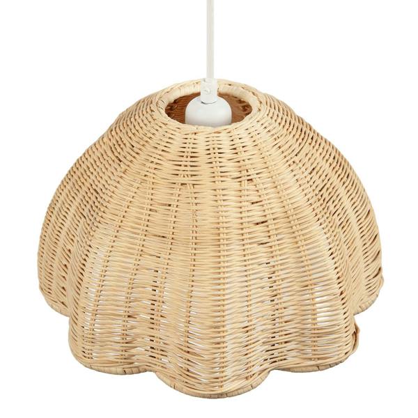 Intricately Woven Rattan Pendant Light Shade with Scalloped Lower Edge Image 3