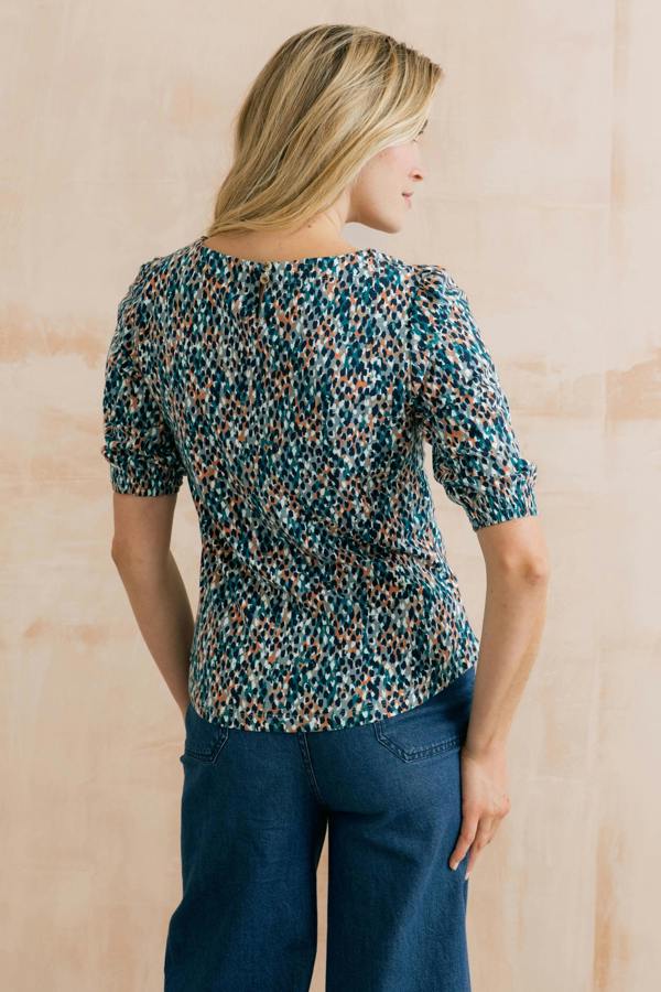 Lily & Me Meadow Printed Organic Cotton Jersey Top Ocean
