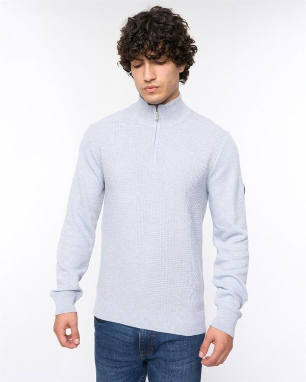 Bewley & Ritch Seymour Funnel Neck Knit Light Grey Marl