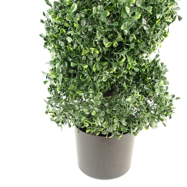 Leaf 120cm Pair of UV Resistant Boxwood Tree Spiral Topiary - 1058 leaves