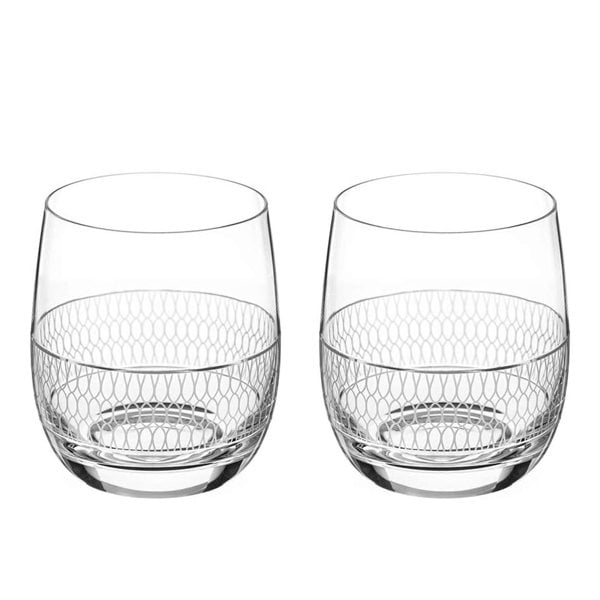 Diamante Elise Hand Etched Crystal Short Tumblers - Set of 2