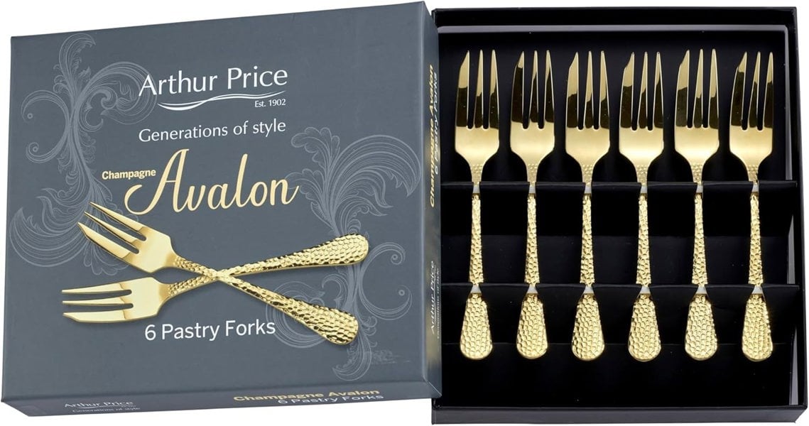 Arthur Price 'Champagne Avalon' Stainless Steel Gift Boxed Cutlery Set Of 6 Pastry Forks