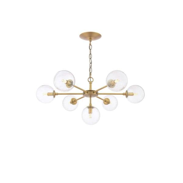 Pagazzi Lighting Ophelia 7-Light Warm Brass and Glass Pendant