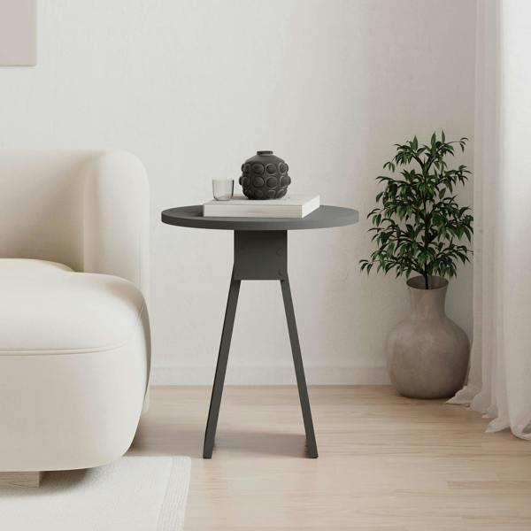 Decortie Modern Chen Side Table Round Shape Particle Board 2 Legs Coffee Table 42(W)x42(D)x50(H) cm