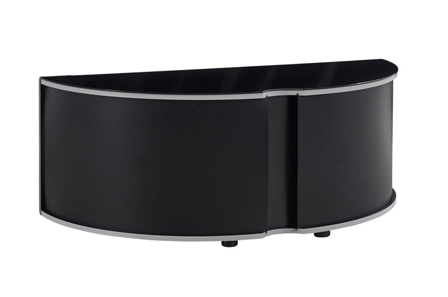 MDA Designs Sirius 1200 Remote Friendly Beam Thru Glass Door Gloss Black with Black Front Profiles up to 55" LCD/Plasma/LED Cabinet TV Stand