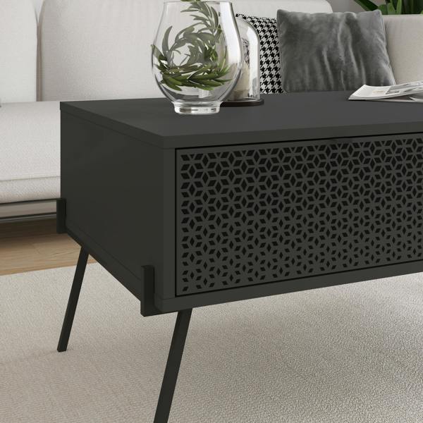 Decortie Naive Anthracite Grey UV Pattern Coffee Table (W) 103cm