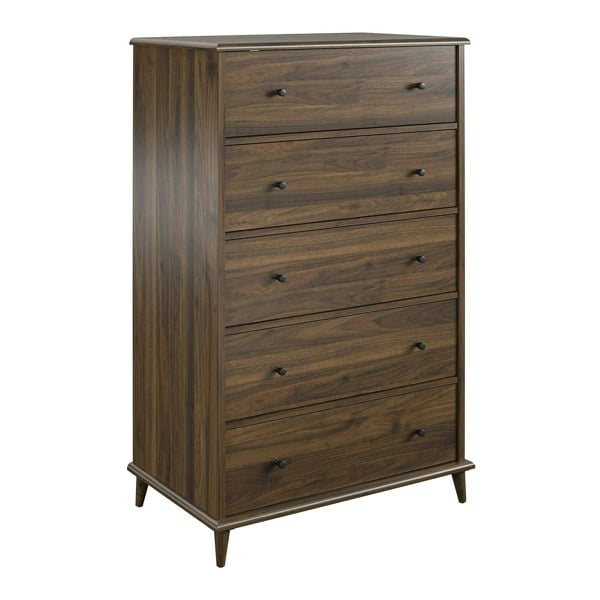 Dorel Home Farnsworth 5 Drawer Dresser Walnut
