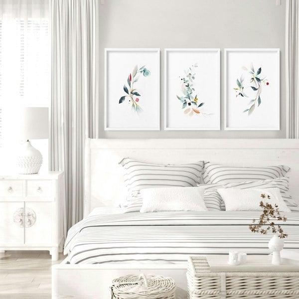 Relaxing bedroom wall art | set of 3 framed art prints