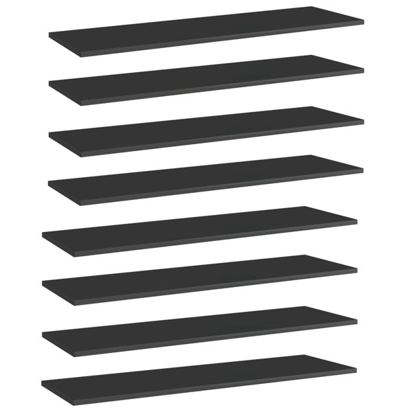Berkfield Bookshelf Boards 8 pcs High Gloss Black 100x30x1.5 cm Engineered Wood