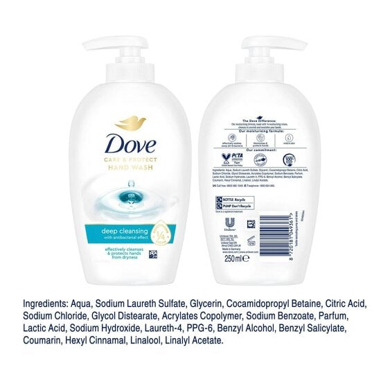 Dove Care & Protect Hand Wash, Deep Cleansing with Anti-Bac Effect, 250ml