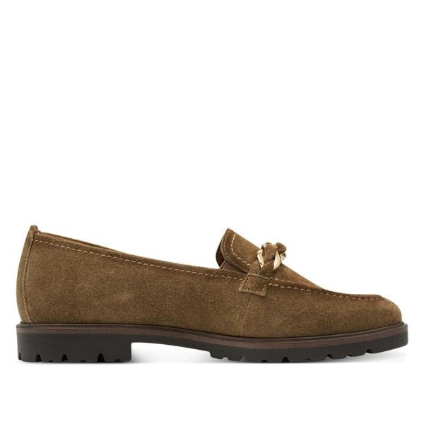 Tamaris Womens Camel Brown Suede Leather Loafers Shoes