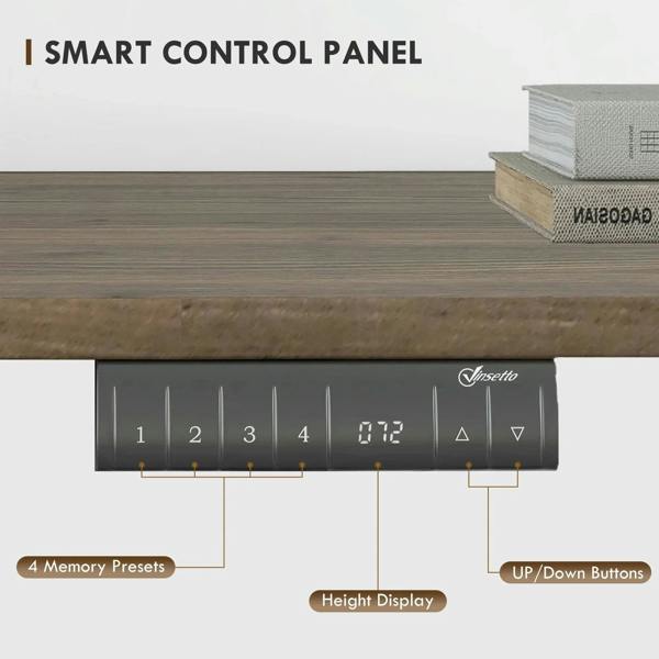 Smart control panel with LED height display, memory presets, and up/down buttons