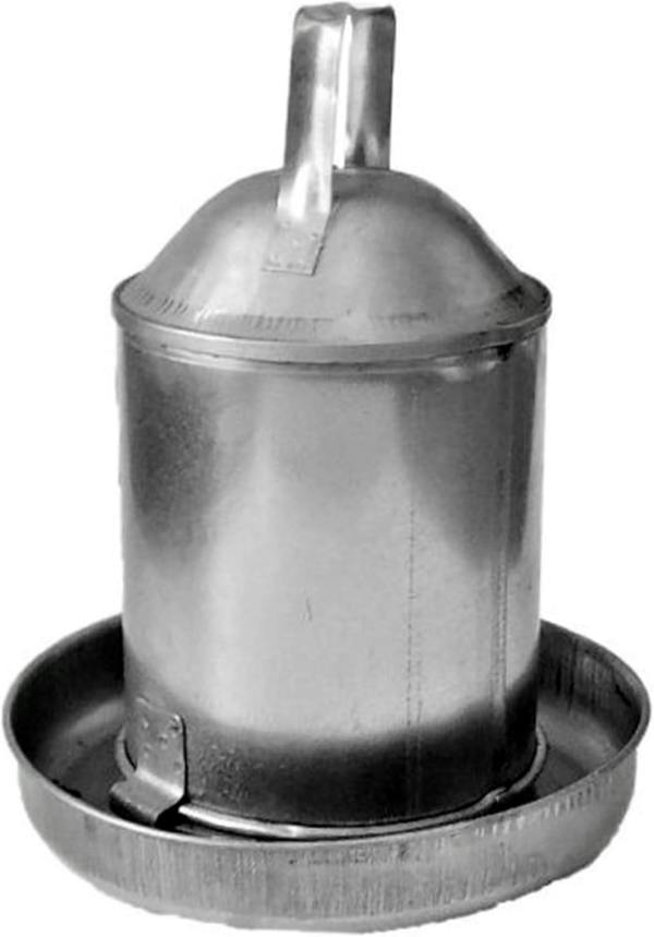 Ketoplastics Chicken Drinker Waterer Traditional Drinker, 2.3L Capacity, Galvanised Steel with Handle for Hens, Ducks, Geese - Half Gallon