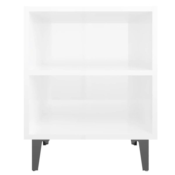 Berkfield Bed Cabinets with Metal Legs 2 pcs High Gloss White 40x30x50 cm