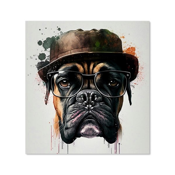 Warren Reed - Designer Boxer Dog With Glasses Splashart Kitchen Splashback