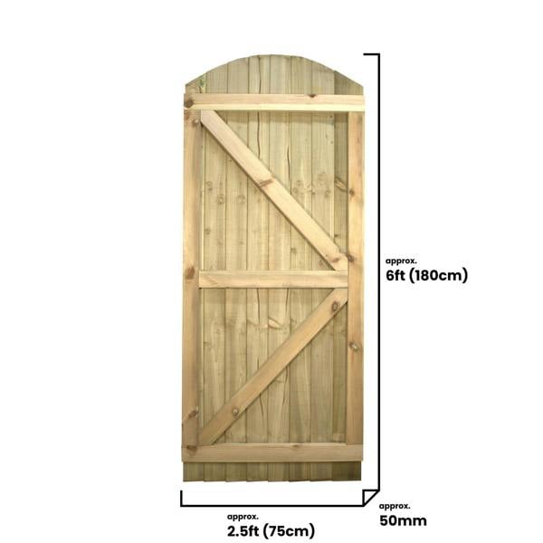 [rackhams variation] gate feather edge fully framed arch top [h.1800 x w.options] 6