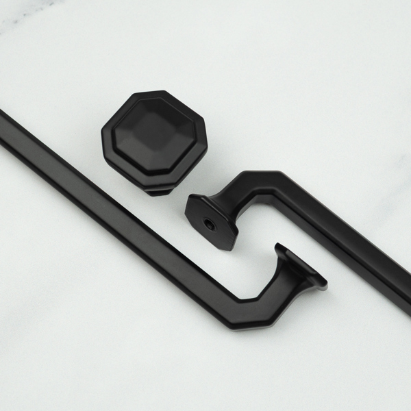 Handle & Home Matt Black Octagonal Cabinet Handles & Coordinating Knob