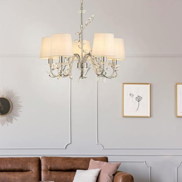 5 light Chrome & Glass Ceiling Pendant