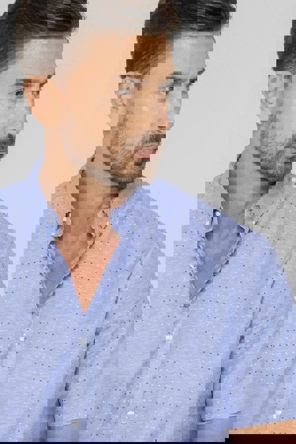 ENORSIA Printed Short Sleeve Shirt with Polka Dots and Comfortable Fit