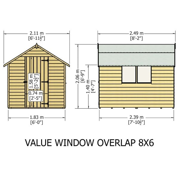 Shire Overlap 8x6 Value with Window Pressure Treated Storage Shed