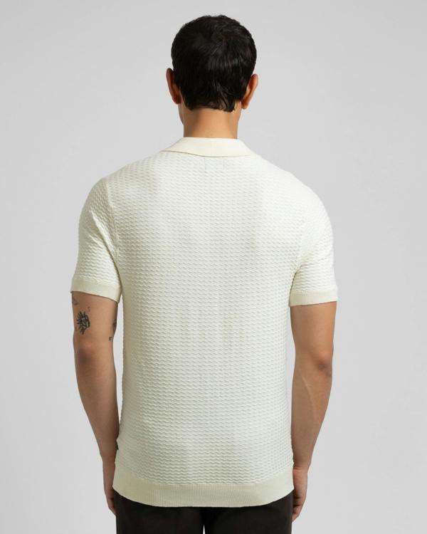 Steel & Jelly Aldgate - Chevron Textured Knitted Short Sleeve Shirt