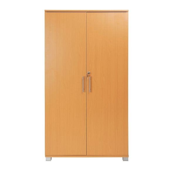 MMT Furniture Designs Beech Wooden 2 Door Lockable Storage Cabinet - 140 cm Tall Shoe Garage Storage, Filing Cabinet