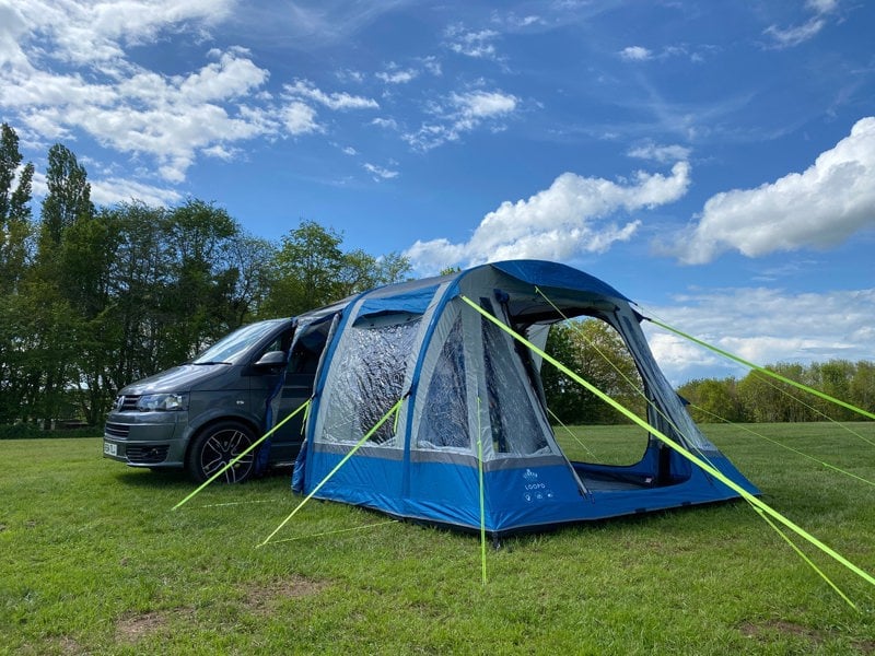 Loopo Breeze Inflatable Campervan Awning - Blue & Grey OLPRO