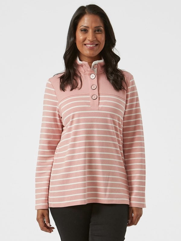 PennyPlain Striped Funnel Neck Top - Dusk