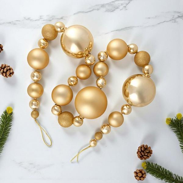 Garden Greatness Glittered Gold Bauble Christmas Garland