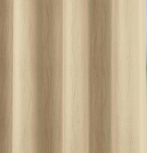 Enhanced Living Cream Thermal Energy Saving Eyelet Curtain With Wave Pattern - Ideal For Living Room & Bedroom