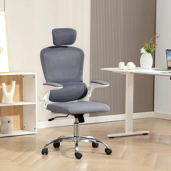 Mesh Back Office Chair, with Lumbar Support - Charcoal Grey