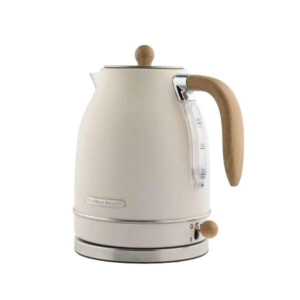 Hamilton Beach Scandi 1.7L Jug Kettle - Matte Cream with Wood Effect
