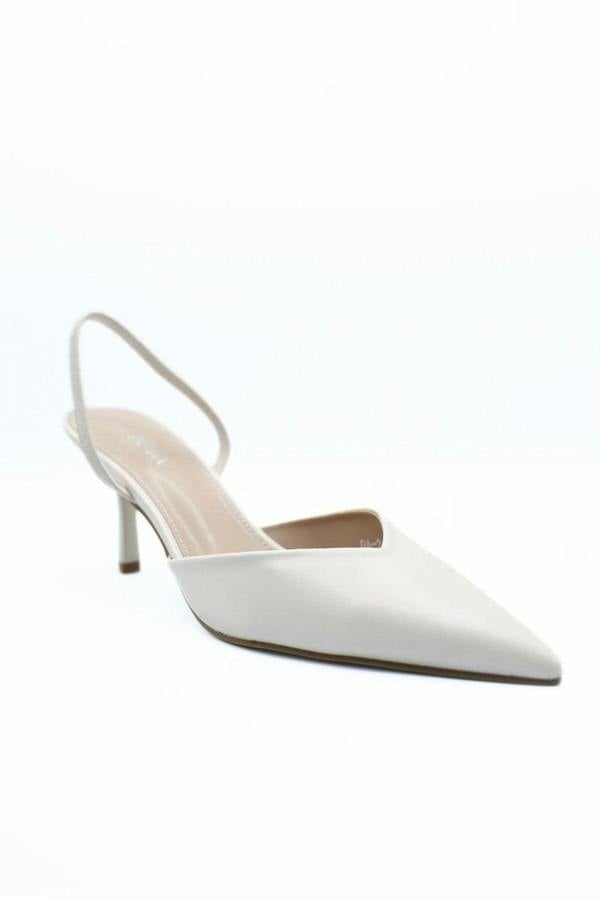 Ophelia Pointed Toe Slingback High Heels - Beige