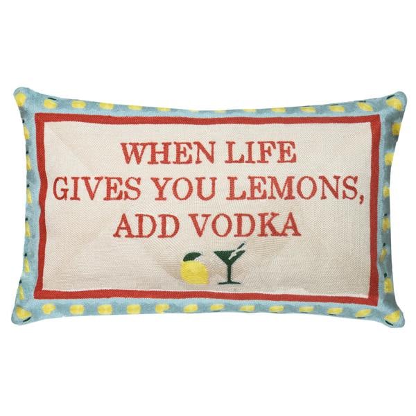 Funny Lemon Needlepoint Pillow – When Life Gives You Lemons, Add Vodka