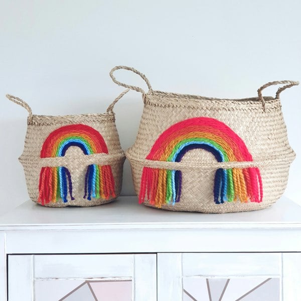 Vivid tassel rainbow basket - Extra Large - Bellybambino