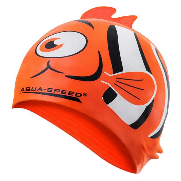 Aqua Speed Boys Nemo Patterned Swimming Cap | Silicone 3D Print Easy Fit Swim Cap for Kids
