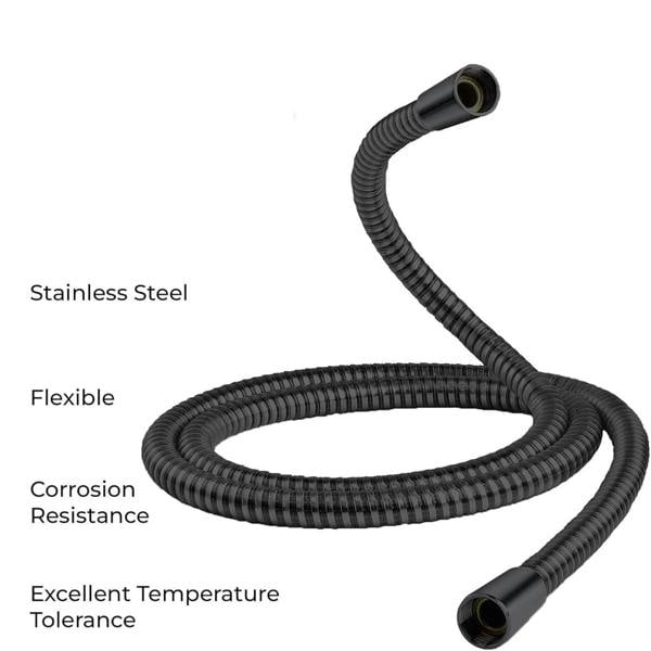 Blue Canyon Black 1.5m Stainless Steel Shower Hose