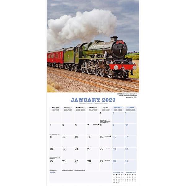 Steam Trains Calendar 2027, Wall Calendars, Month To View, Transport, Gift
