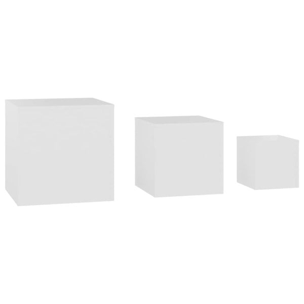 Berkfield Side Tables 3 pcs White Engineered Wood