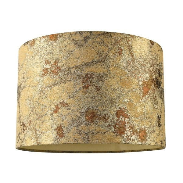 Designer Textured Gold and Burnt Orange Jacquard Fabric Drum Lampshade Image 1