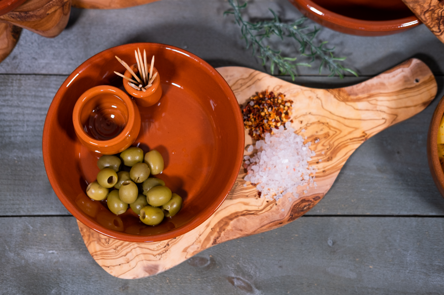 Verano Spanish Ceramics El Toro Olive Bowl - With Olive Picks