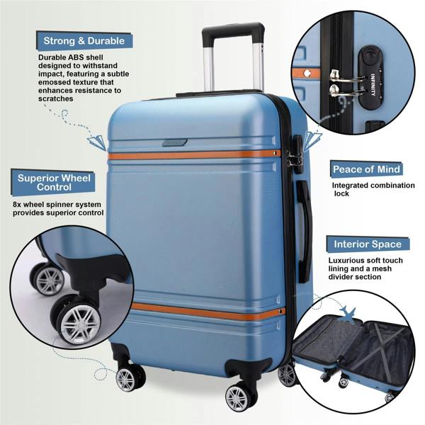 Infinity Luggage Hard Shell Cabin 36 x 22 x 56 cm ABS Suitcase Suitable for Easyjet, Ryanair, Wizzair
