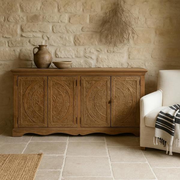 Wyld Haus Brighton Large Mango Wood Sideboard with 4 Doors