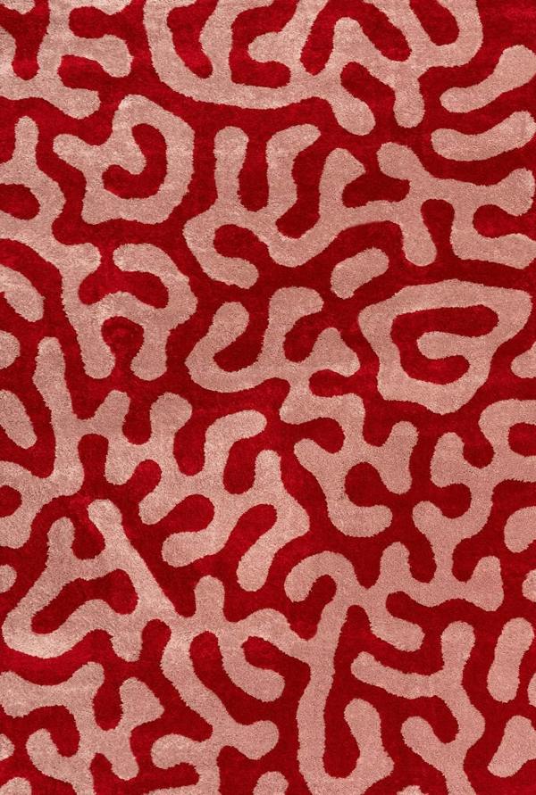 Joli Abstract Red & Pink Plush Pile Rug
