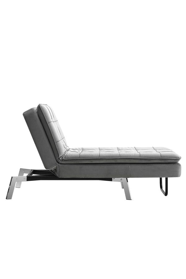 Living and Home 3-in-1 Folding Single Sofa Bed Plaid Tufted Lounge Chair with Metal Legs