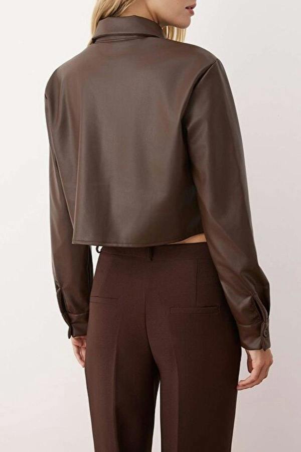 WOVCOR Crop Leather Shirt